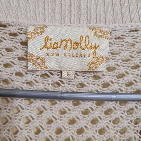 Lia Molly Anthropologie  Womens Open Knit‎ Striped Cardigan S Boho Cottagecore - Picture 2 of 10